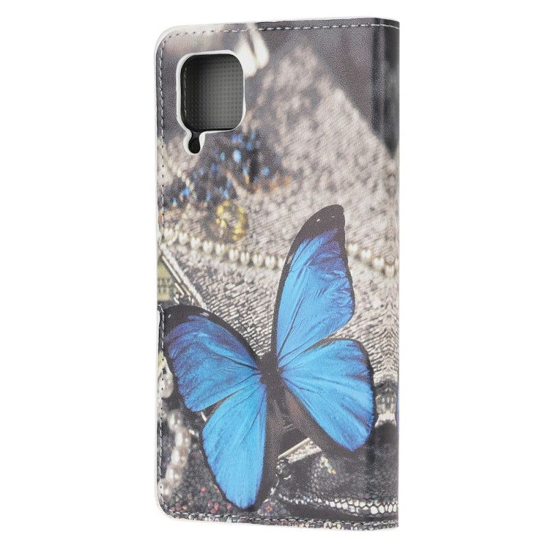 Leren Hoesje Huawei P40 Lite Telefoonhoesje Blauwe Vlinder