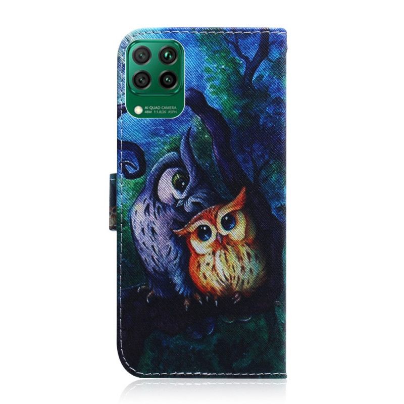 Leren Hoesje Huawei P40 Lite Telefoonhoesje Schilderij Van Uilen