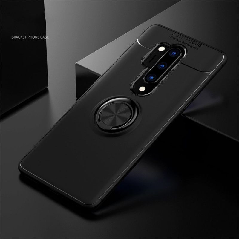 Case Hoesje OnePlus 8 Donkerrood Zwart Telefoonhoesje Lenuo Roterende Ring