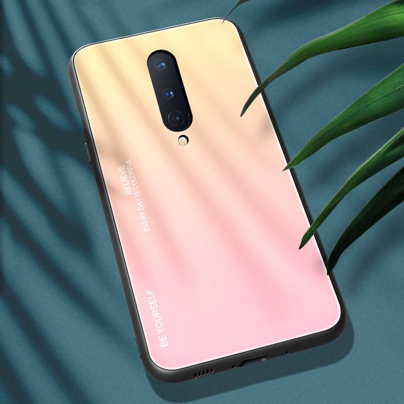 Hoesje OnePlus 8 Lichtpaars Rood Wees Jezelf Gehard Glas