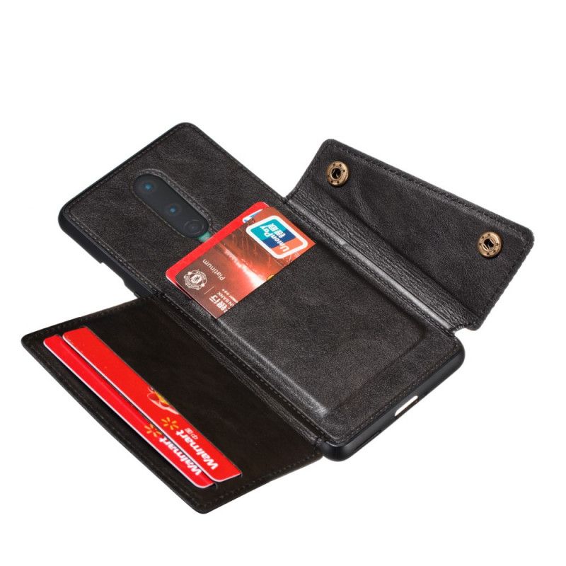 Hoesje voor OnePlus 8 Zwart Snap Portemonnee