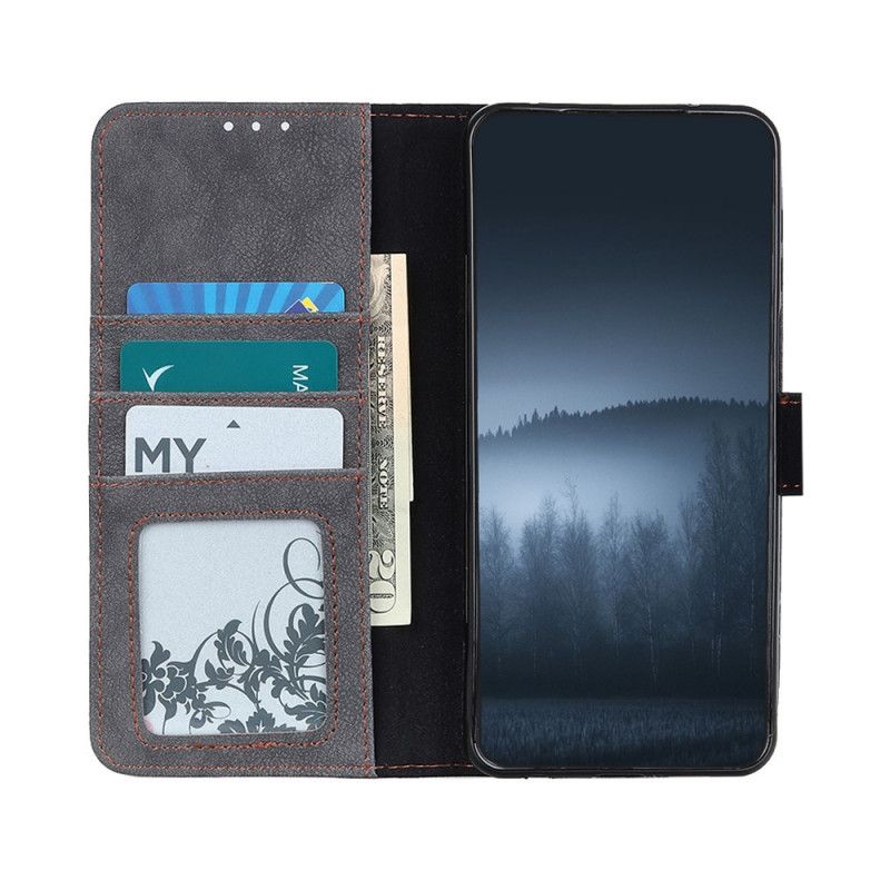 Flip Case Leren Realme 6 Donkerblauw Zwart Retro Khazneh Split Kunstleer