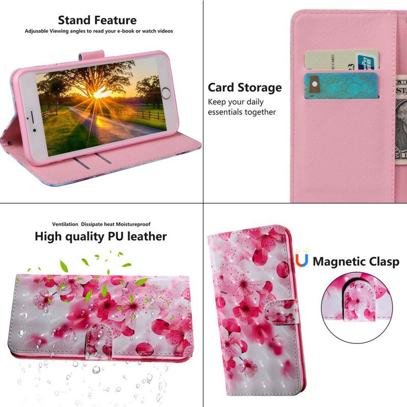 Flip Case Leren iPhone 13 Pro Lichtvlek Bloemen Bloesem