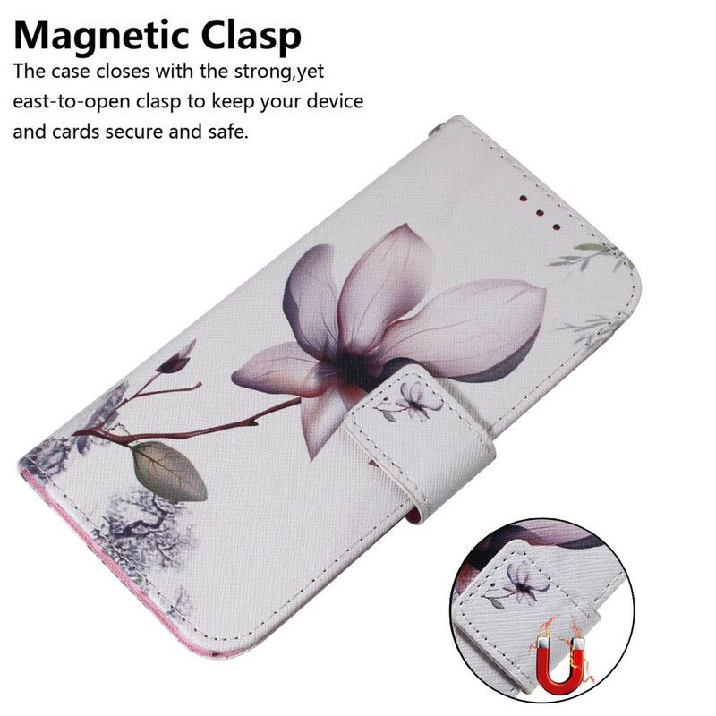 Flip Case Leren iPhone 13 Pro Oudroze Bloem