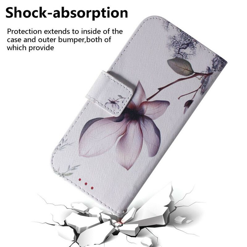 Flip Case Leren iPhone 13 Pro Oudroze Bloem