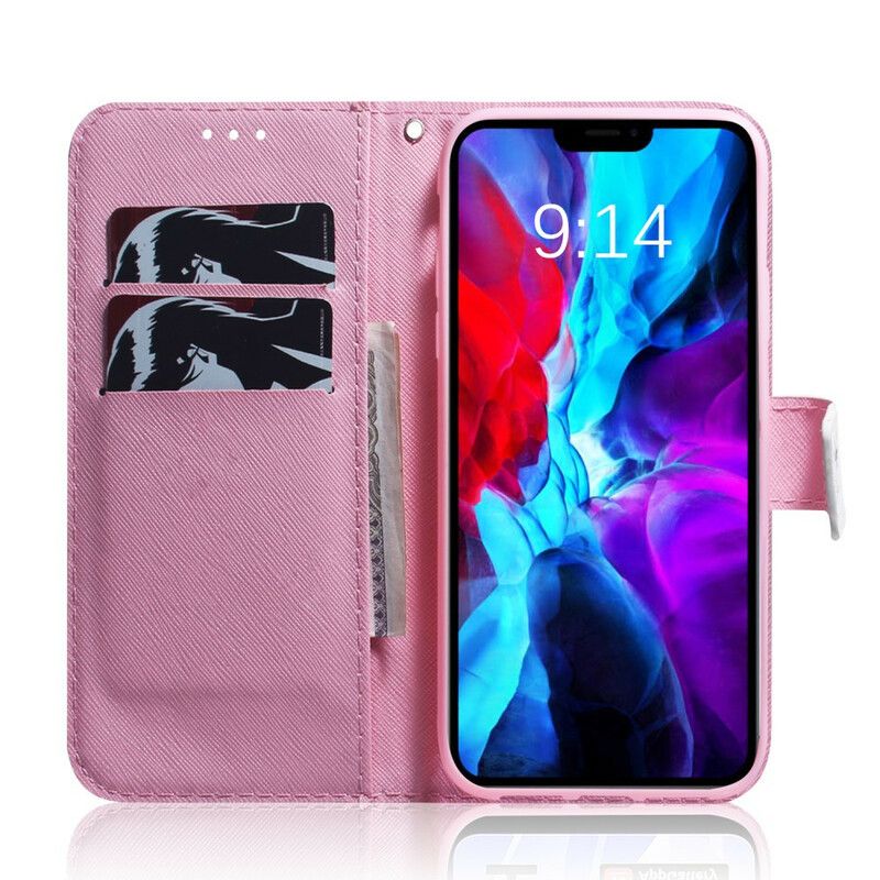 Flip Case Leren iPhone 13 Pro Oudroze Bloem