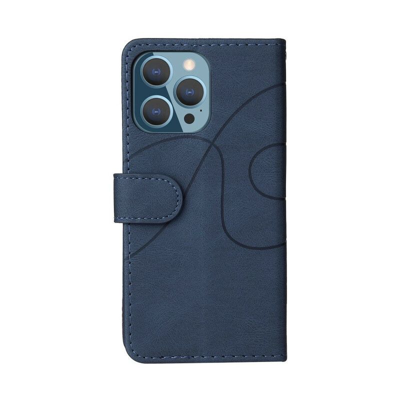 Flip Case Leren iPhone 13 Pro Signature Tweekleurig Kunstleer