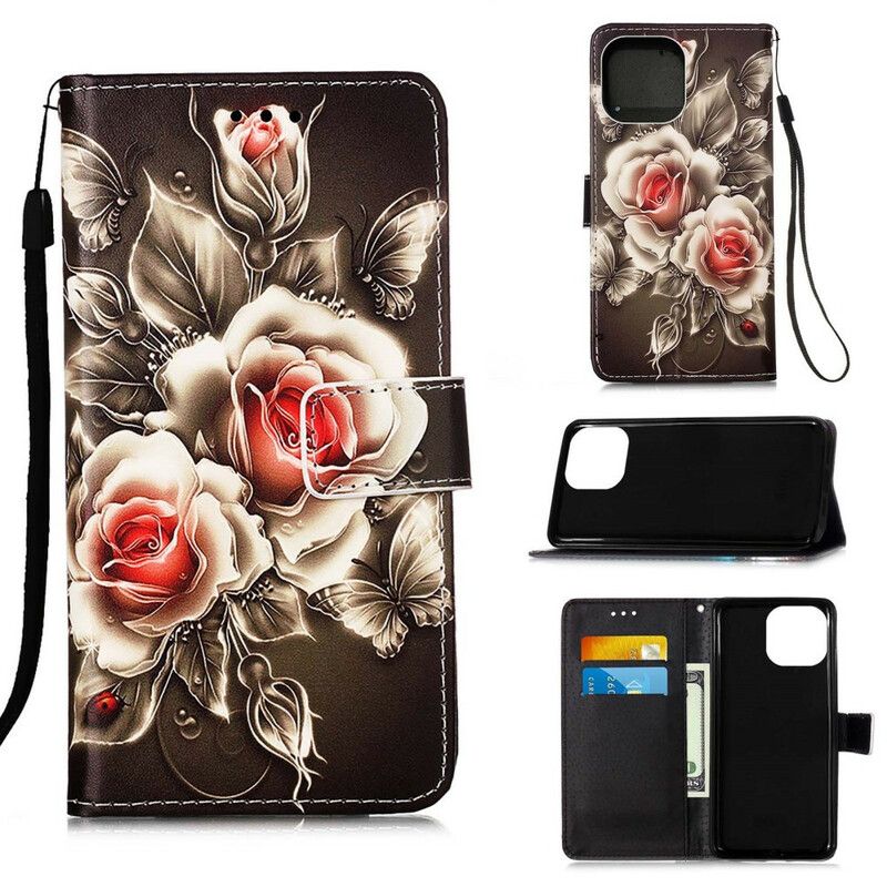 Folio-hoesje iPhone 13 Pro Gouden Rozen