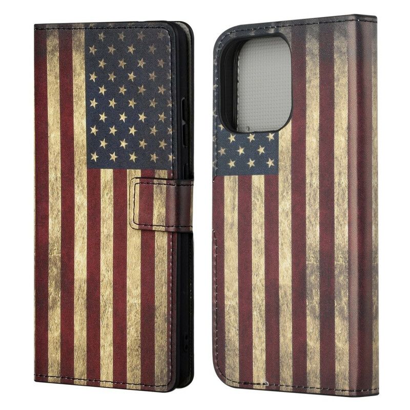 Folio-hoesje iPhone 13 Pro Telefoonhoesje Vlag Van De Vs