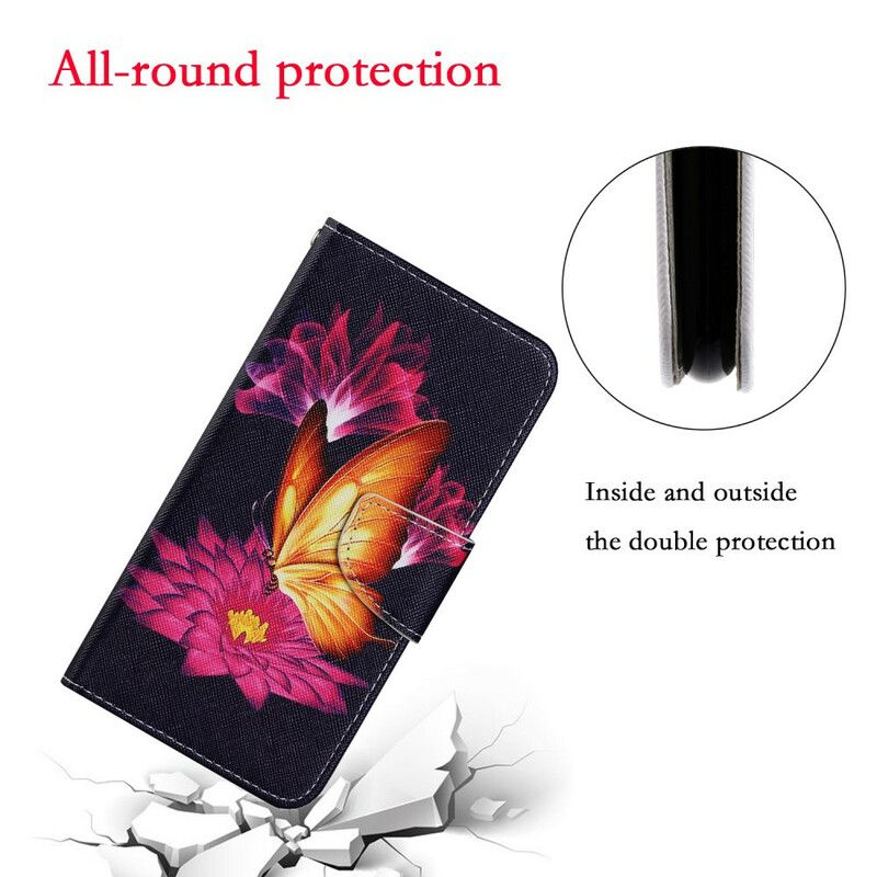 Folio-hoesje iPhone 13 Pro Vlinder En Lotus