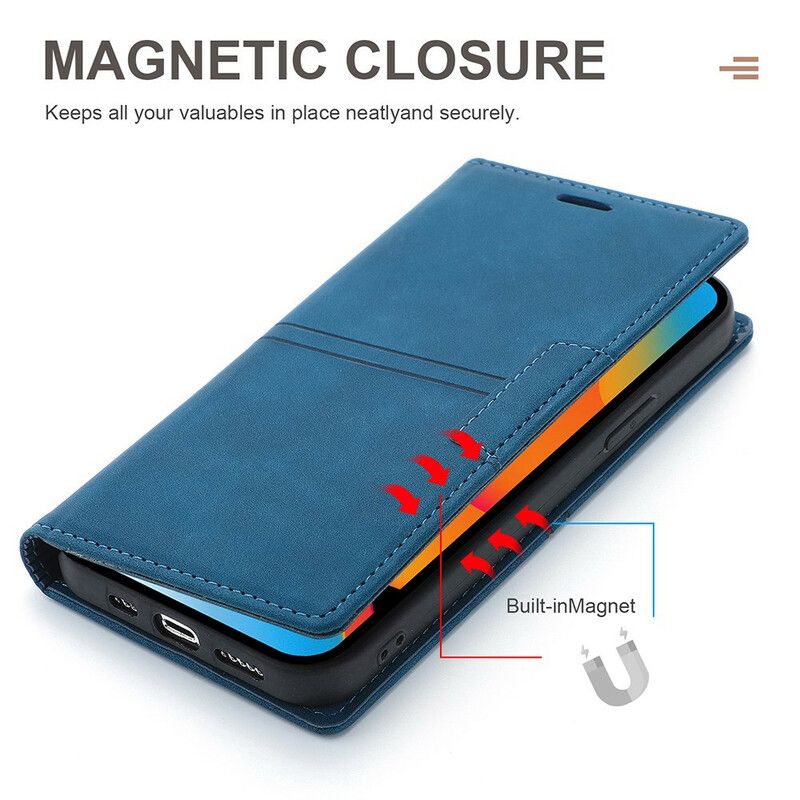 Folio-hoesje Voor iPhone 13 Pro Style Lederen Stiksels Magnetische Sluiting