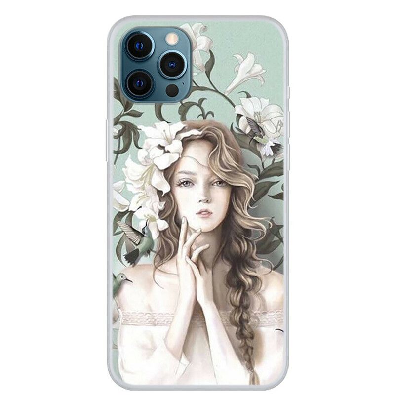 Hoesje iPhone 13 Pro De Vrouw Met Bloemen Bescherming Hoesje