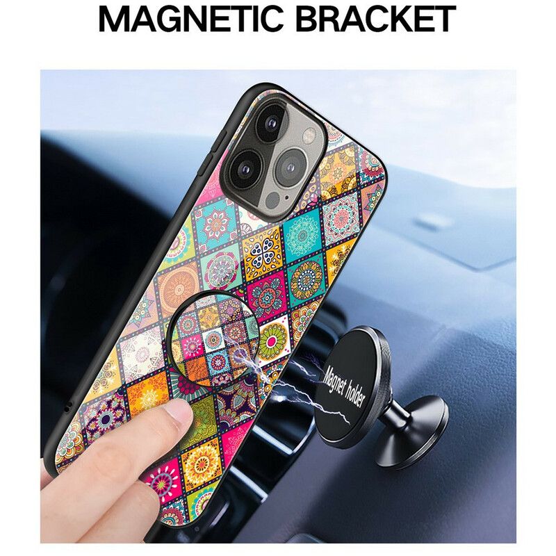 Hoesje iPhone 13 Pro Patchwork Magnetische Houder