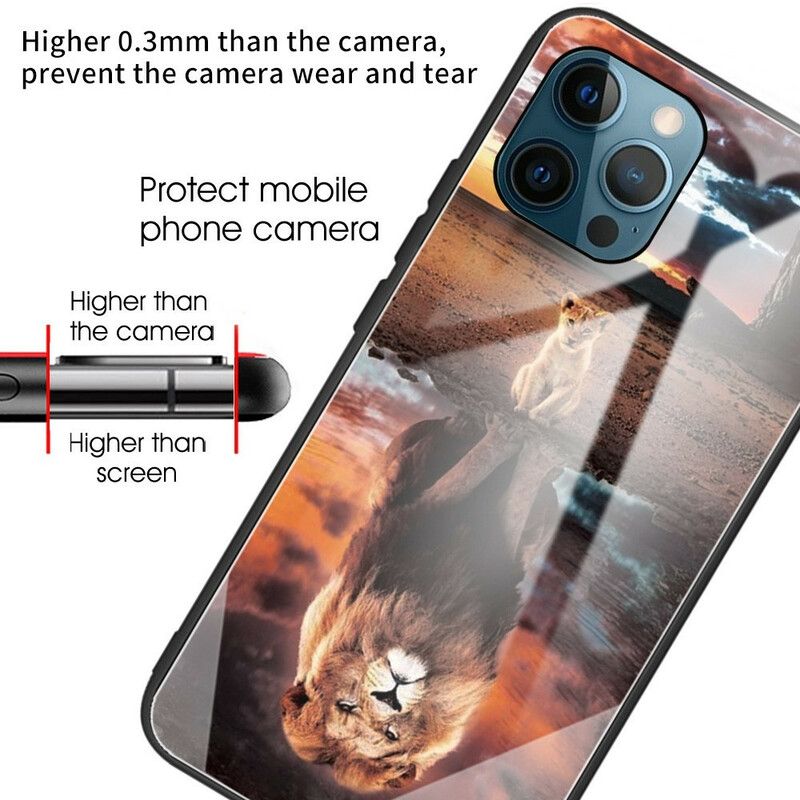 Hoesje Voor iPhone 13 Pro Lion Cub Dream Van Gehard Glas