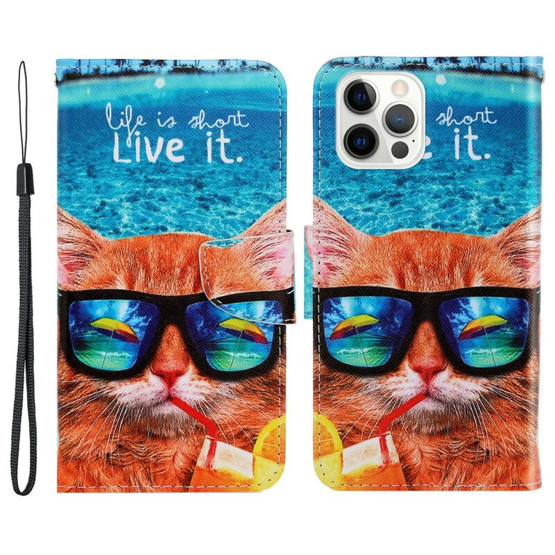 Leren Hoesje iPhone 13 Pro Cat Live It Strappy