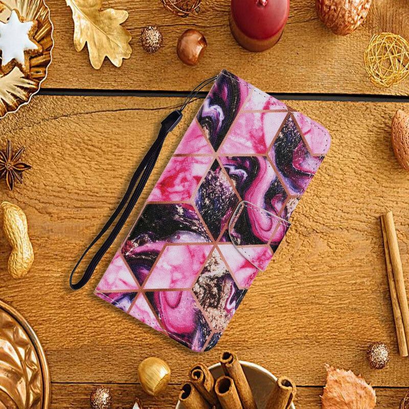 Leren Hoesje iPhone 13 Pro Geometrische Marmeren Stijl