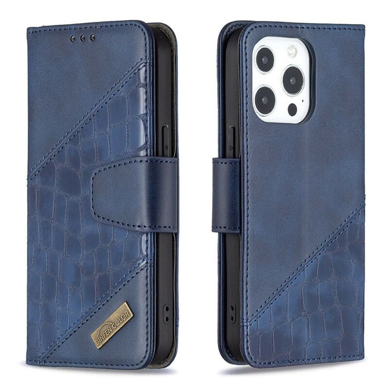 Leren Hoesje iPhone 13 Pro Klassiek Krokodillenleereffect