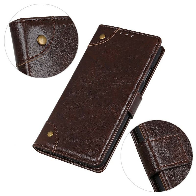 Leren Hoesje iPhone 13 Pro Stijl Nappaleren Vintage Klinknagels Bescherming Hoesje