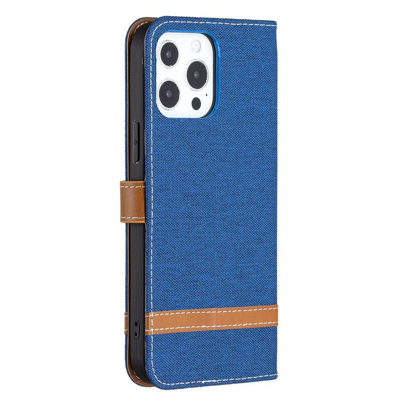 Leren Hoesje iPhone 13 Pro Stof En Leereffect Met Riem Bescherming Hoesje