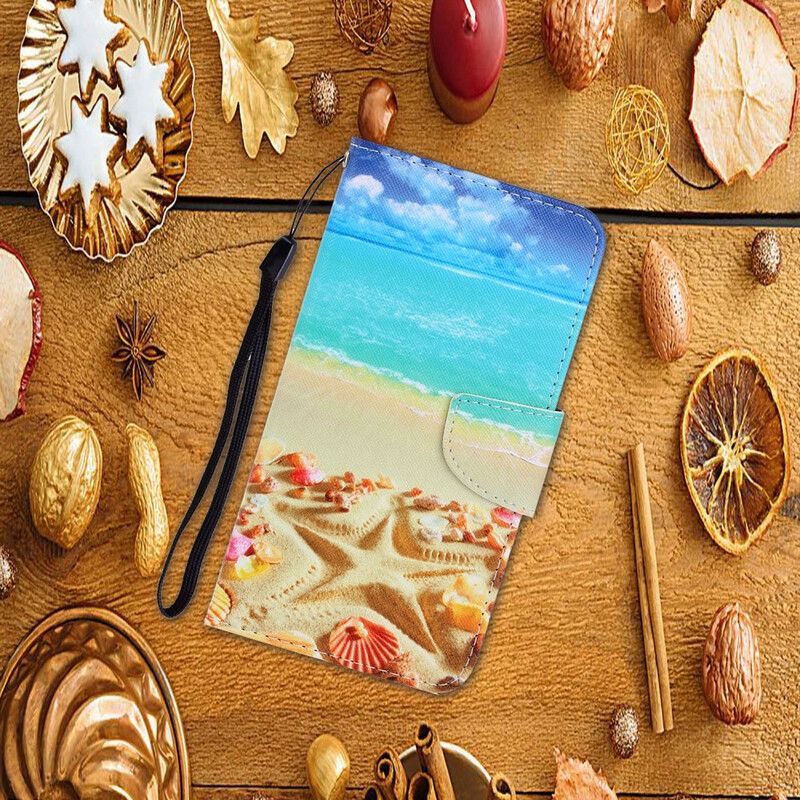 Leren Hoesje iPhone 13 Pro Strappy Beach Bescherming Hoesje