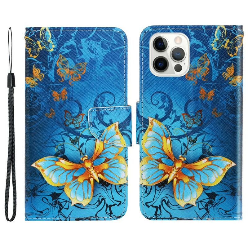 Leren Hoesje iPhone 13 Pro Vlinders Band Variaties Bescherming Hoesje