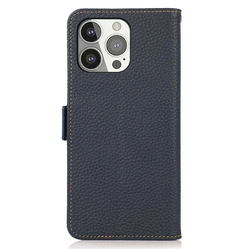 Leren Hoesje Voor iPhone 13 Pro Lychee Leer Rfid Khazneh