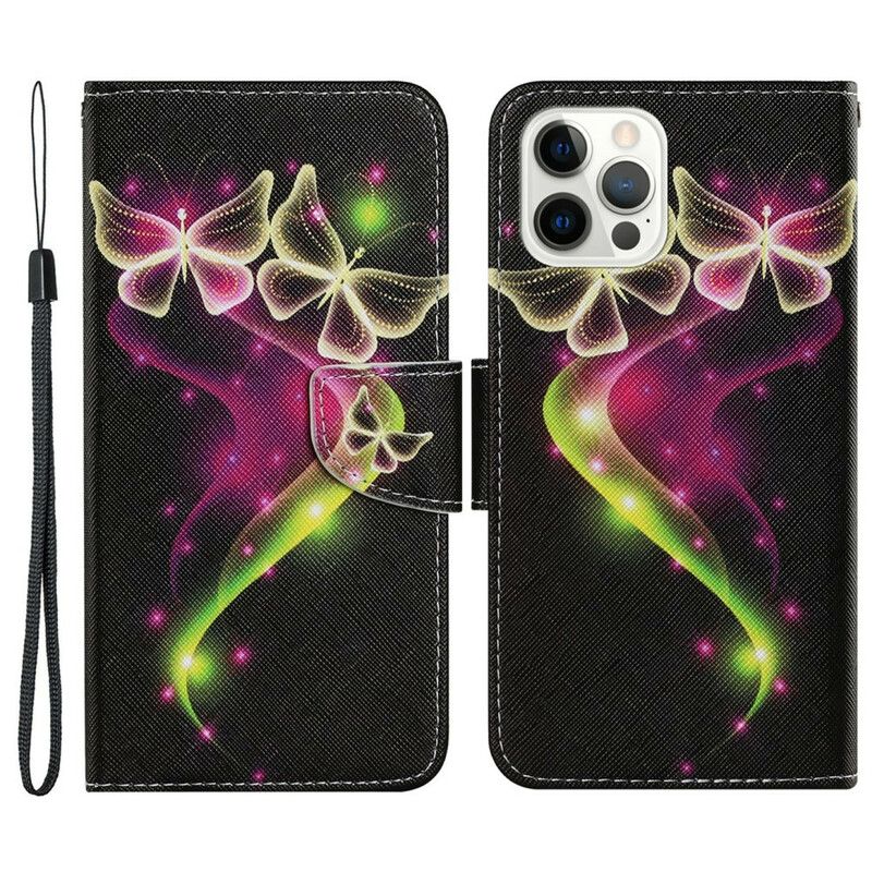 Leren Hoesje Voor iPhone 13 Pro Magische Vlinders