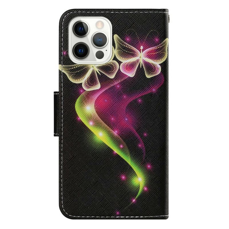 Leren Hoesje Voor iPhone 13 Pro Magische Vlinders