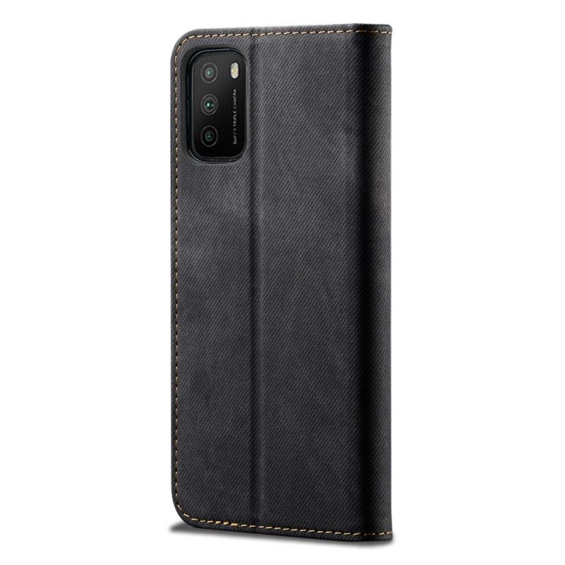 Folio-hoesje Xiaomi Poco M3 Donkerblauw Zwart Jeansstof