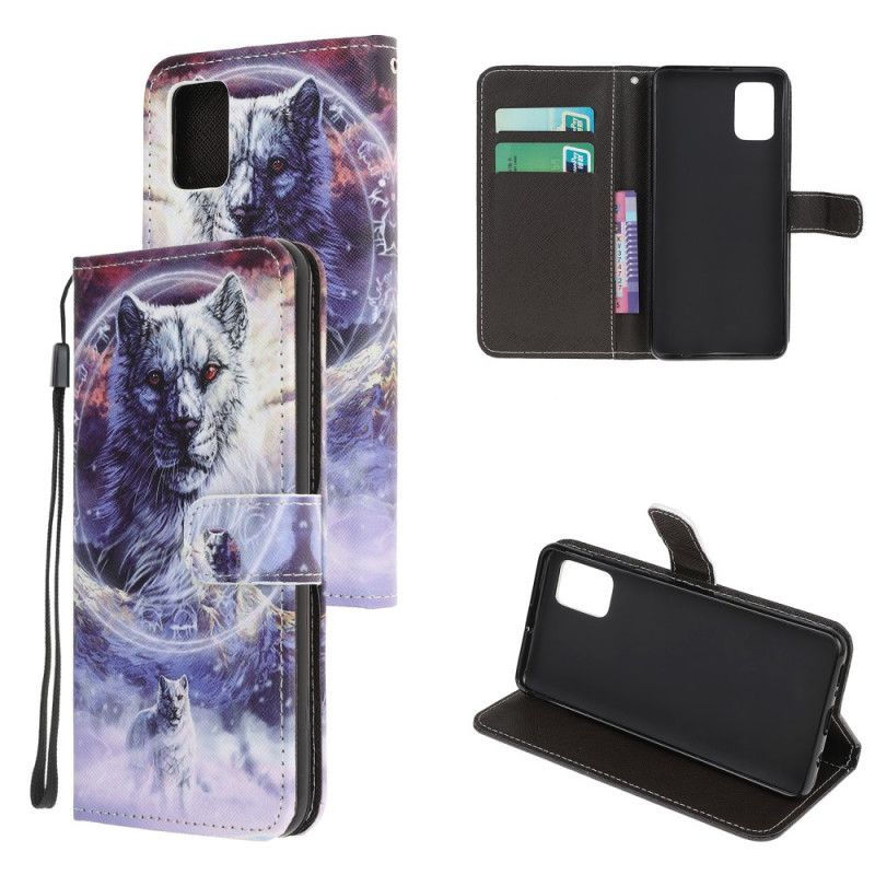 Leren Hoesje Xiaomi Poco M3 Wolf In De Winter Met String