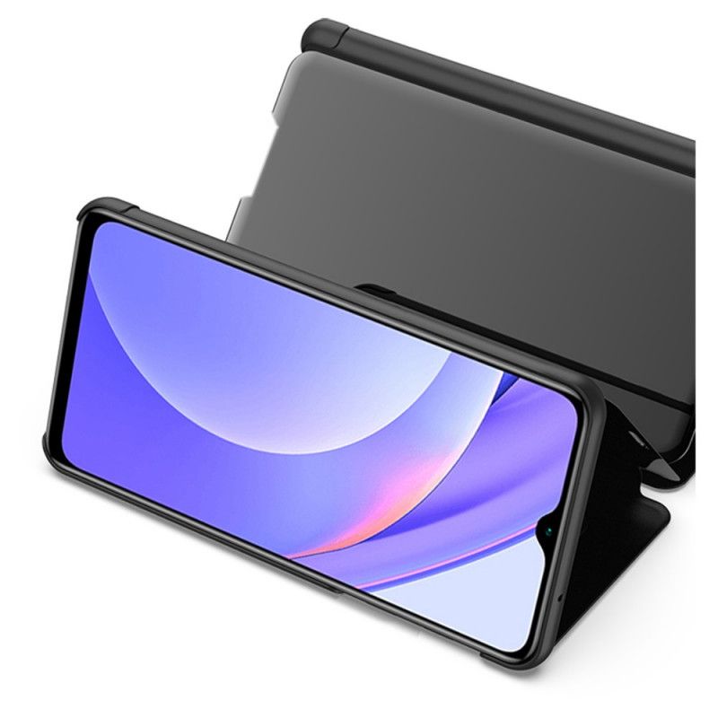 Zichtafdekking Xiaomi Poco M3 Donkerblauw Zwart Spiegel En Kunstleer