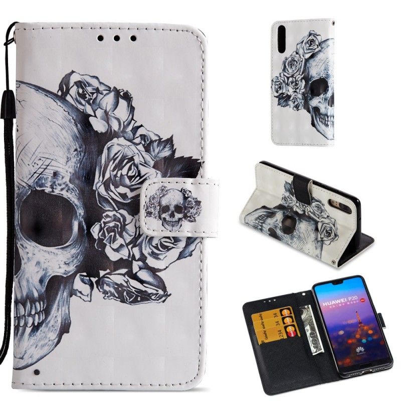 Bescherming Hoesje Huawei P20 Telefoonhoesje 3D Bloemenschedel