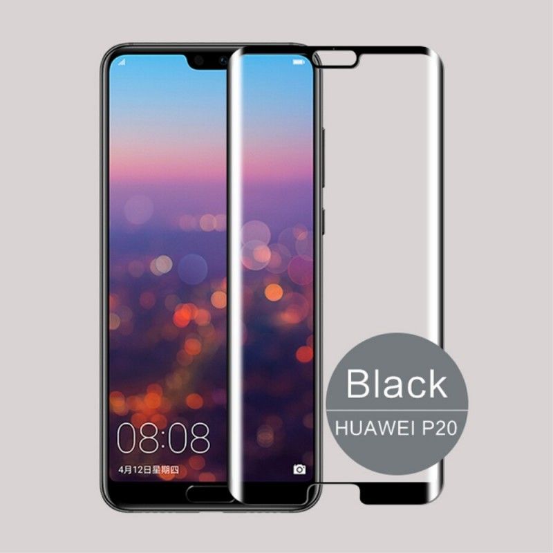 Bescherming Van Gebogen Gehard Glas Huawei P20 Transparant Zwart Mofi