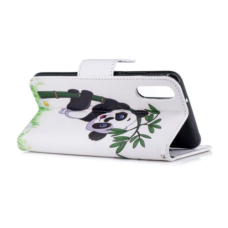 Cover Folio-hoesje Huawei P20 Telefoonhoesje Panda Op Bamboe