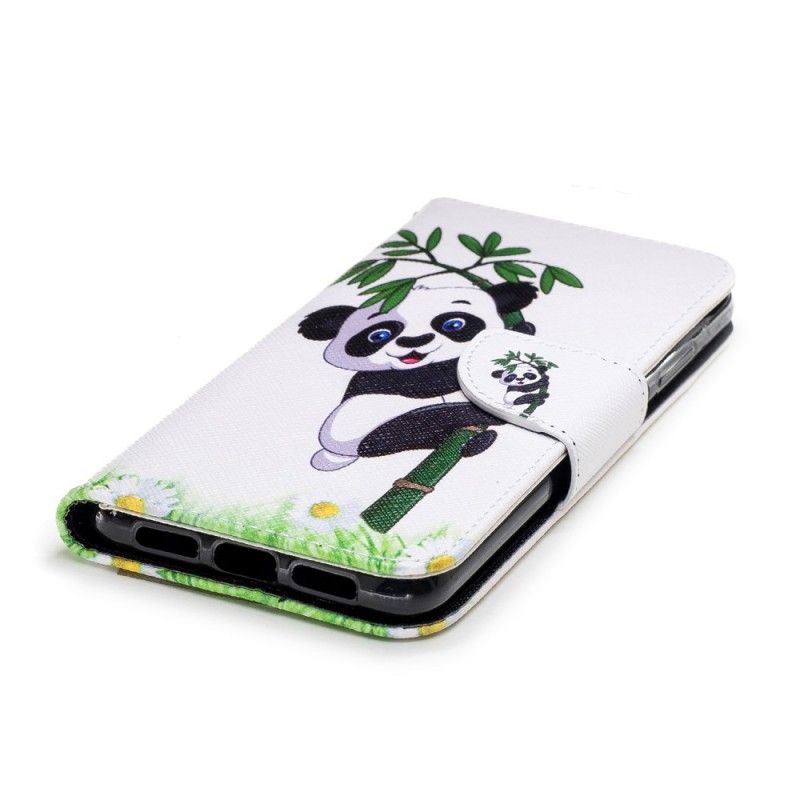 Cover Folio-hoesje Huawei P20 Telefoonhoesje Panda Op Bamboe