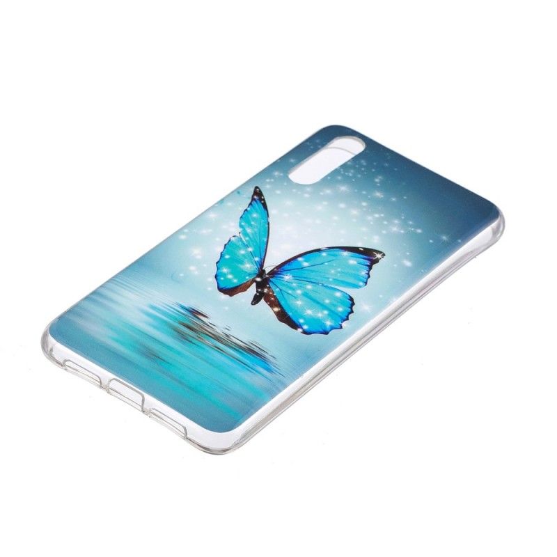 Hoesje Huawei P20 Fluorescerende Blauwe Vlinder