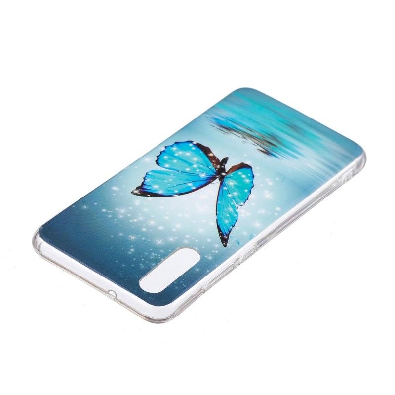 Hoesje Huawei P20 Fluorescerende Blauwe Vlinder