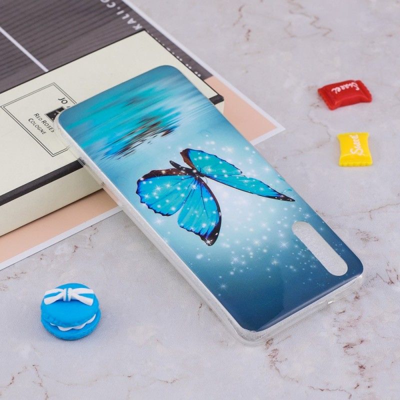 Hoesje Huawei P20 Fluorescerende Blauwe Vlinder