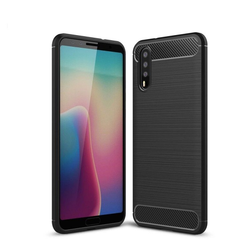 Hoesje voor Huawei P20 Grijs Zwart Geborsteld Koolstofvezel