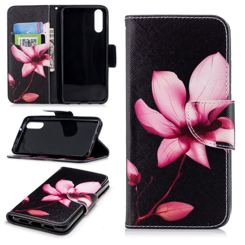 Leren Hoesje Huawei P20 Roze Bloem