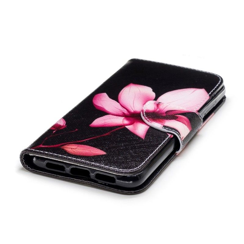 Leren Hoesje Huawei P20 Roze Bloem