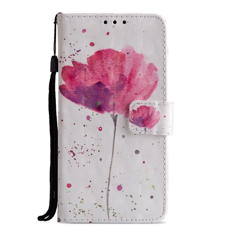 Leren Hoesje Huawei P20 Telefoonhoesje 3D Aquarel Klaproos