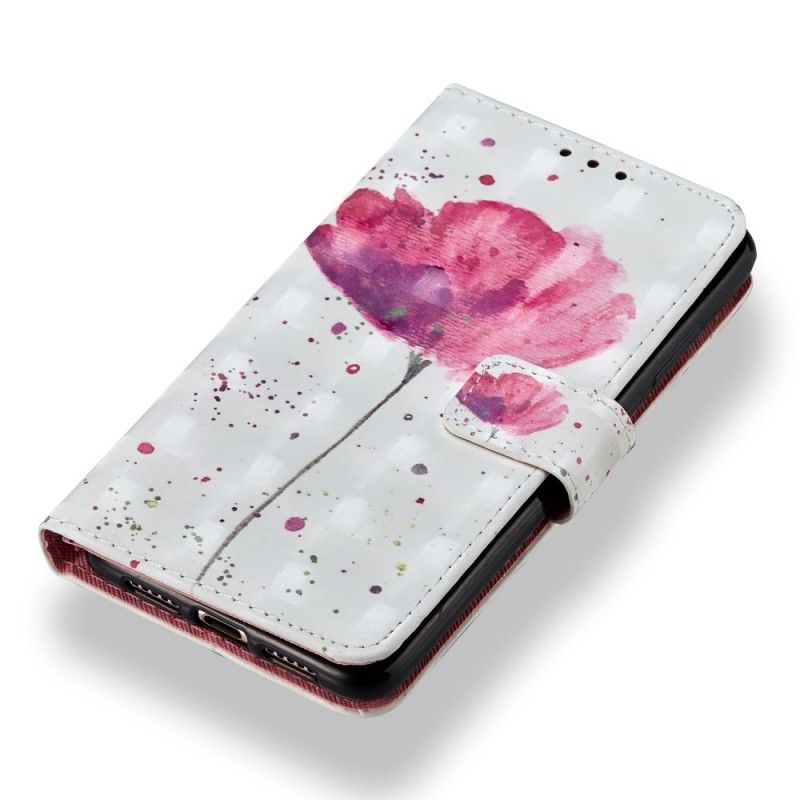 Leren Hoesje Huawei P20 Telefoonhoesje 3D Aquarel Klaproos