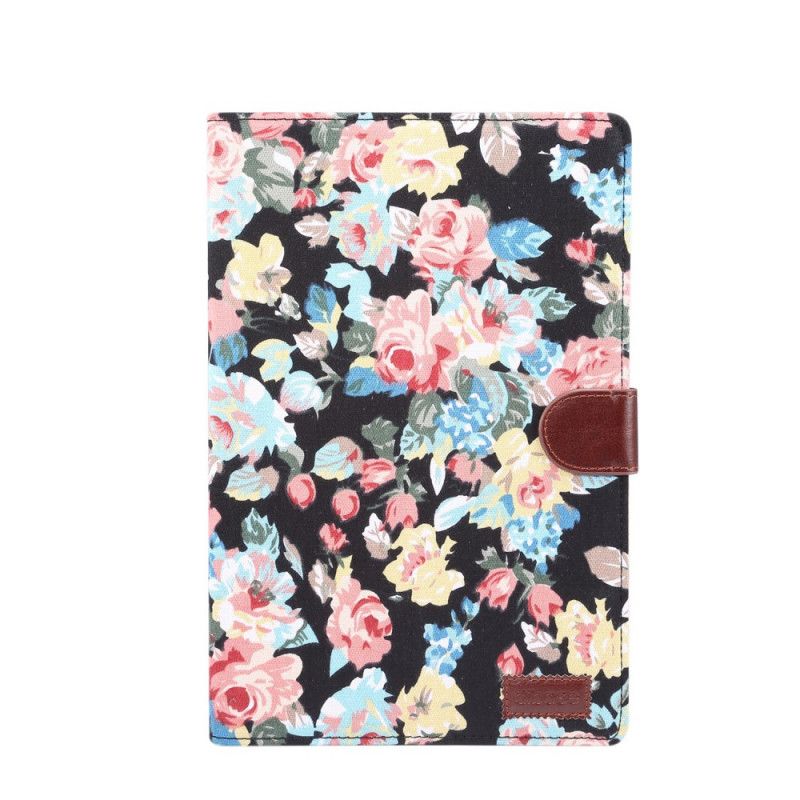 Cover Folio-hoesje Samsung Galaxy Tab S7 Plus Wit Zwart Telefoonhoesje Vrijheidsbloemen