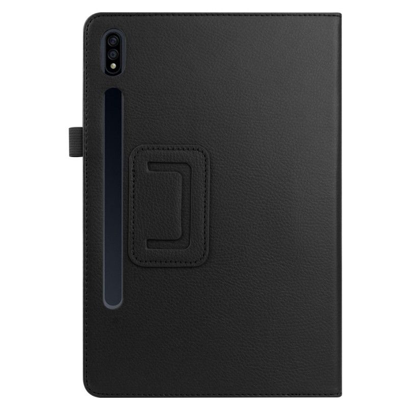 Cover Samsung Galaxy Tab S7 Plus Wit Zwart Lychee Kunstleer