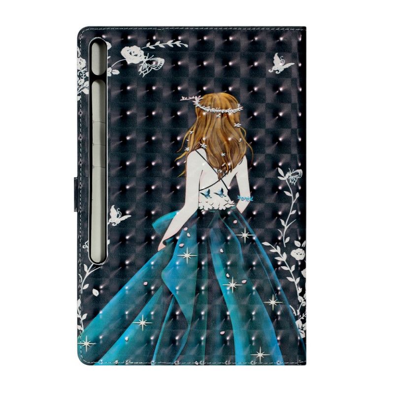 Flip Case Leren Samsung Galaxy Tab S7 Plus Jong Meisje