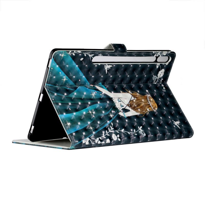 Flip Case Leren Samsung Galaxy Tab S7 Plus Jong Meisje