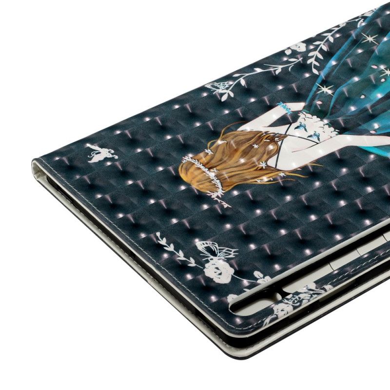 Flip Case Leren Samsung Galaxy Tab S7 Plus Jong Meisje