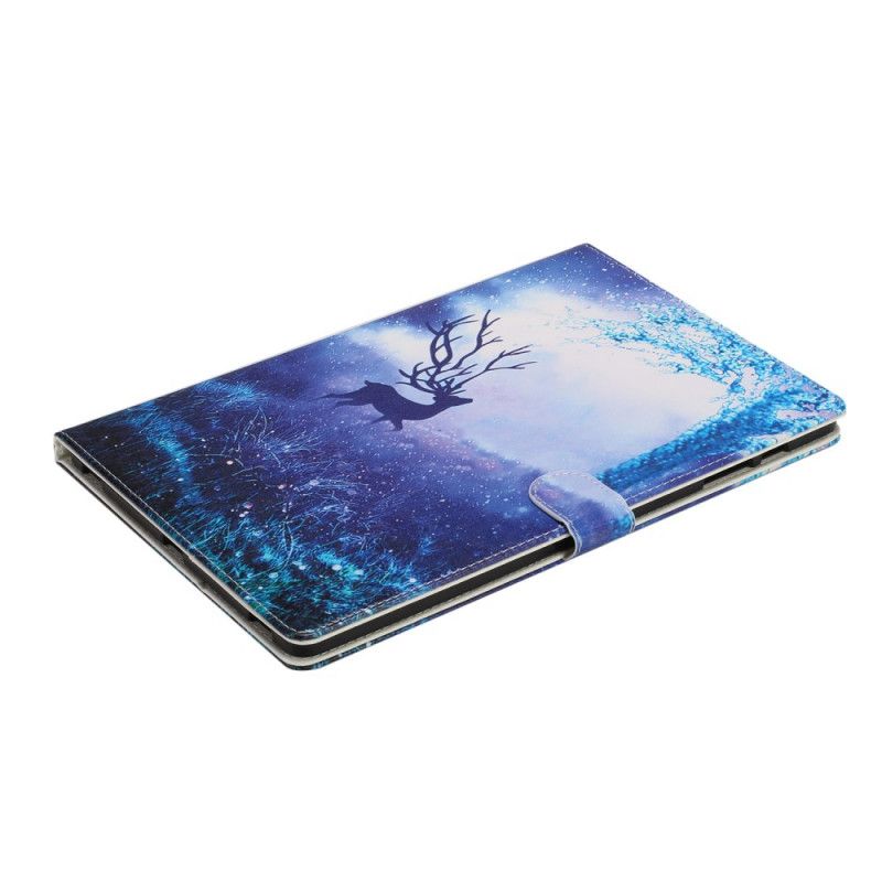 Leren Hoesje voor Samsung Galaxy Tab S7 Plus Lichtblauw Donkerblauw Hert