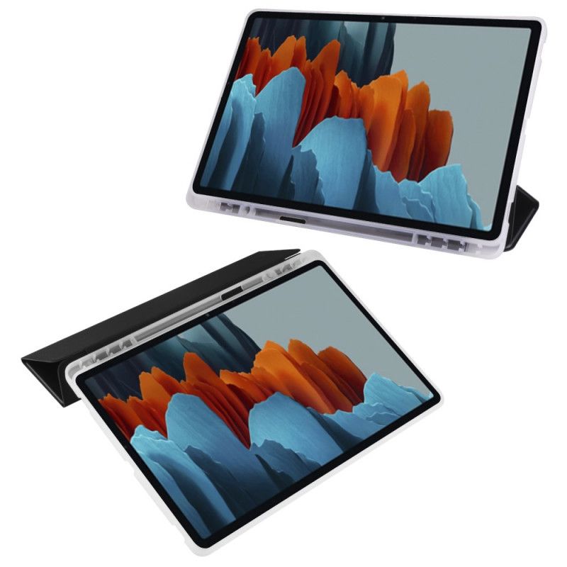 Smartcase Van Siliconen En Kunstleer Samsung Galaxy Tab S7 Plus Rood Zwart